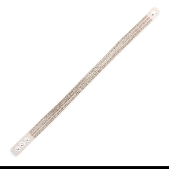 Gray Rhinestone Bling Wrap Snap Bracelet - Picture 4 of 6